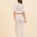 White Box Eyelet Tie Front Pant