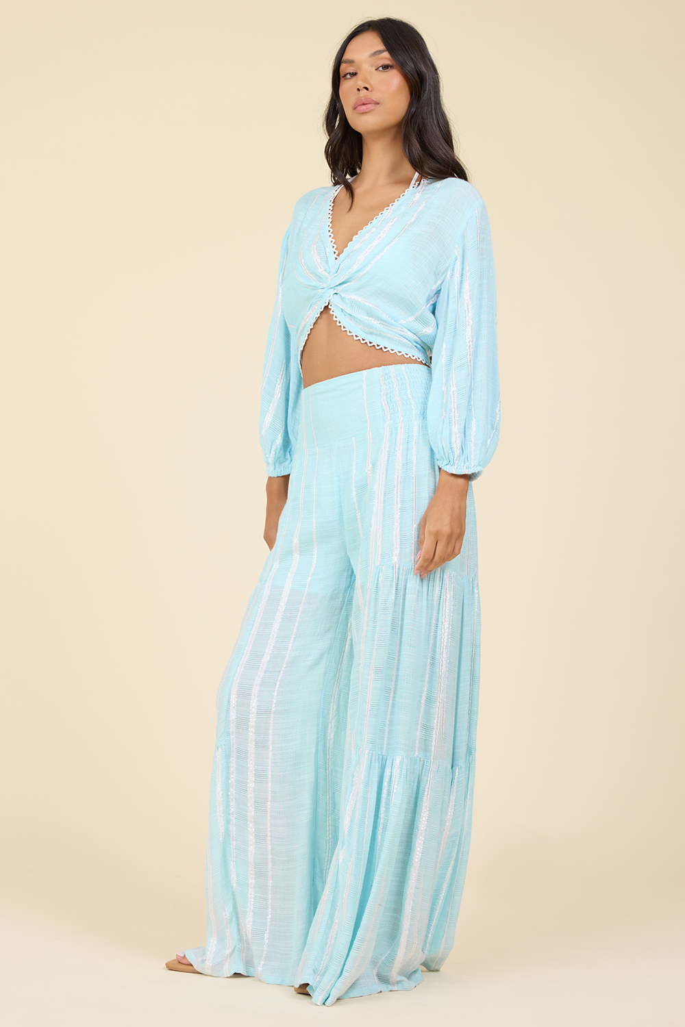 Smock Waist Wide Leg Pant