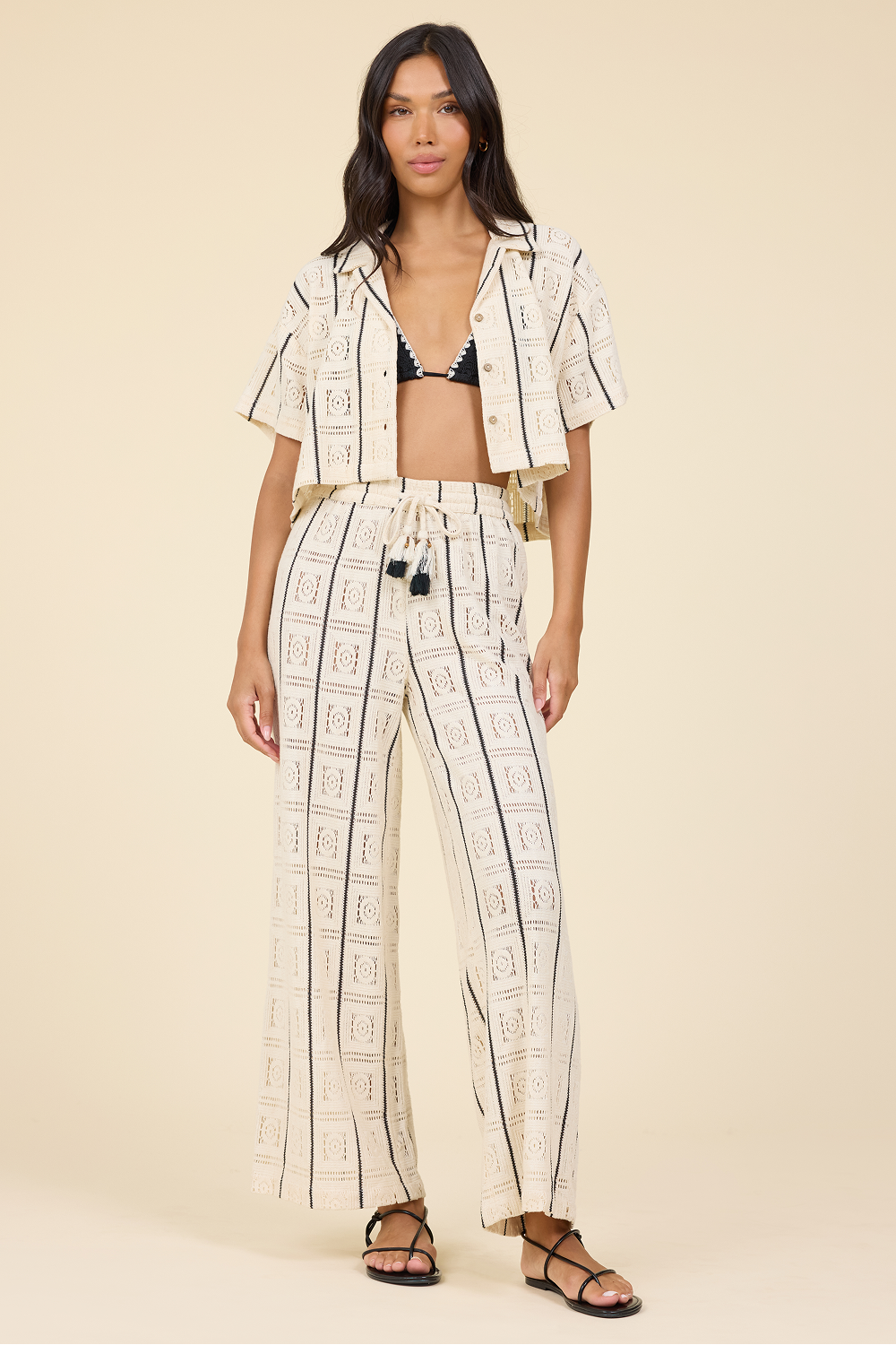 Square Crochet Wide Leg Pants
