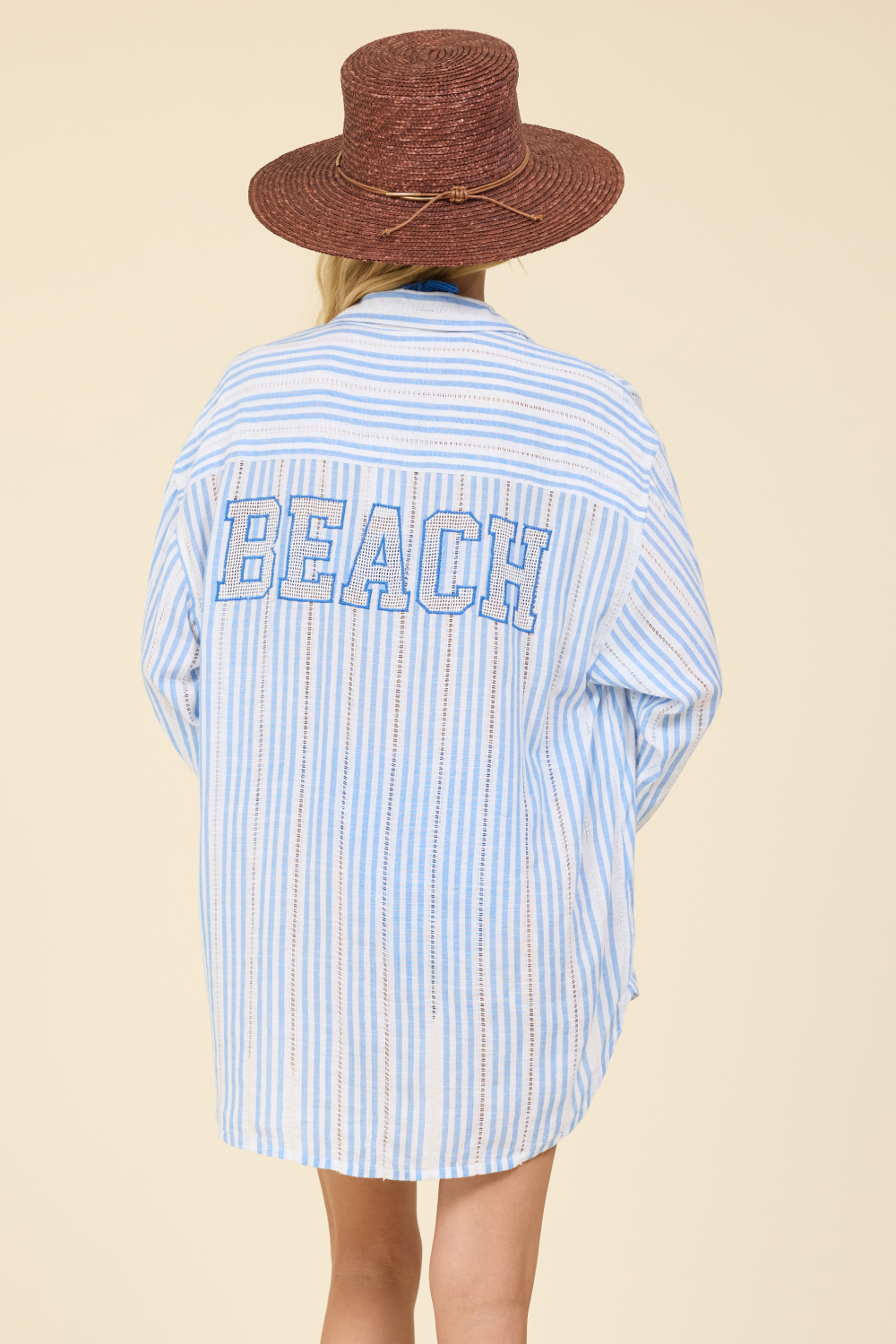 Striped Beach Applique Shirt