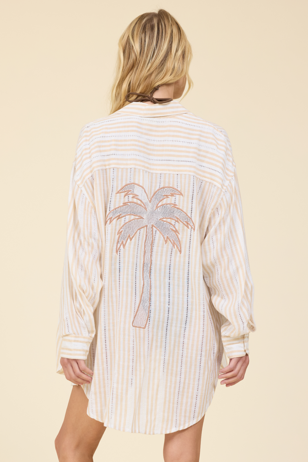Striped Palm Tree Applique Shirt
