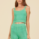 Summer Green Knit Cropped Tank