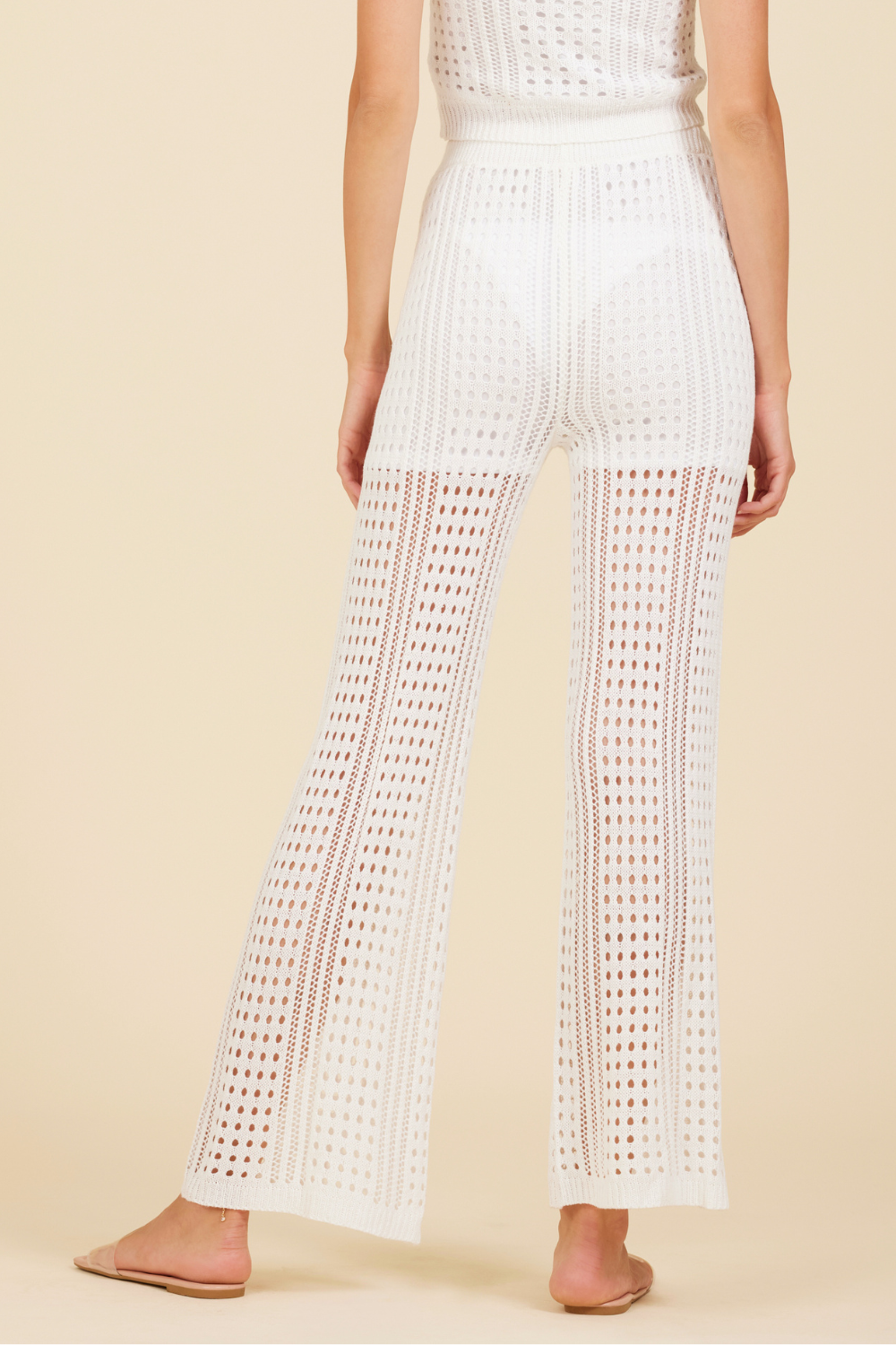 White Knit Wide Leg Pant
