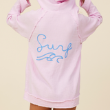 Rose Pink w/ Bright Blue Surf Washed Gauze Embroidered Hoodie