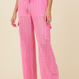 Hot Pink Vertical Stripe Crochet Cargos