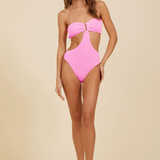 Gypsy Pink Bandeau Cutout One Piece Swimsuit