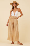 Antique gold w/ Lurex Stripe Texture Smocked Waist Wide Leg Pant