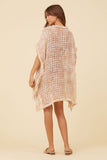 Soft Mauve Tie Dye Netting Laceup Coverup