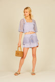 Lavender Eyelet Trim Layered Skirt