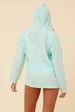 Aqua w/ Peach "Make Waves" Embroidered Washed Gauze Pullover Hoodie