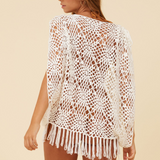White Crochet Cover Up w/ Tassels