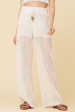 White Vertical Stripe Crochet Pants