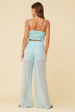 Tropical Blue Vertical Stripe Crochet Pants