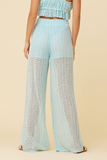 Tropical Blue Vertical Stripe Crochet Pants