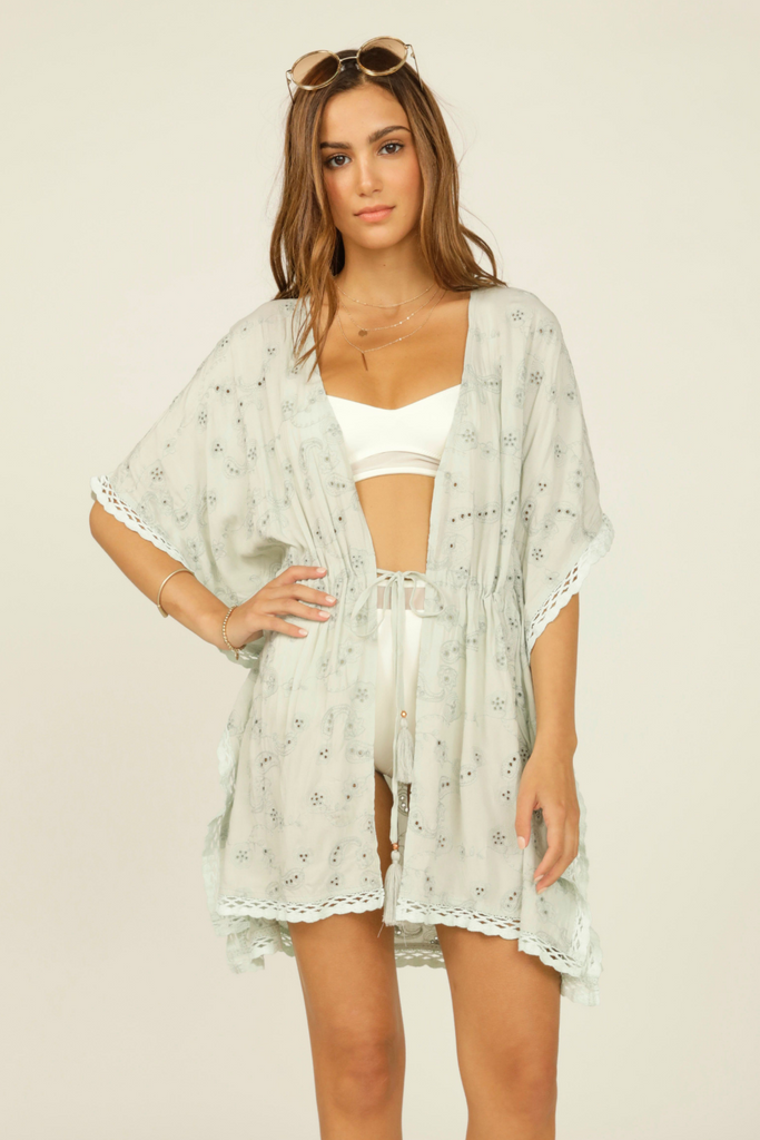 Seaport Sage Paisley Embroidery Coverup