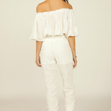 White Paisley Embroidery Pant