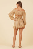 Antique Gold w/ Lurex Stripe Texture Smocked Waist Skirt
